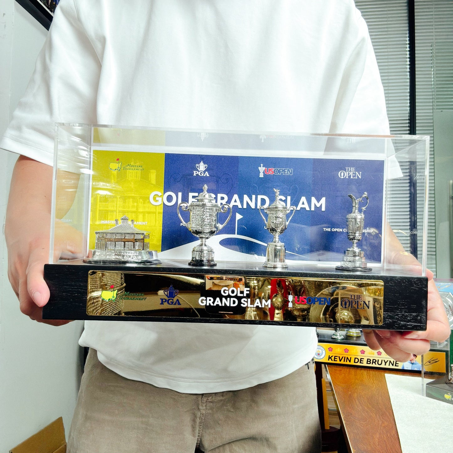 Golf Grand Slam Trophy  Display Case[Trophies Included]