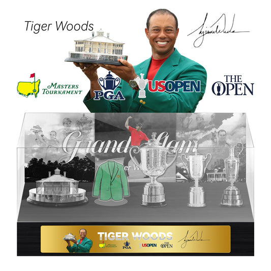 Tiger Woods Golf Grand Slam Trophy  Display Case[Trophies Included]