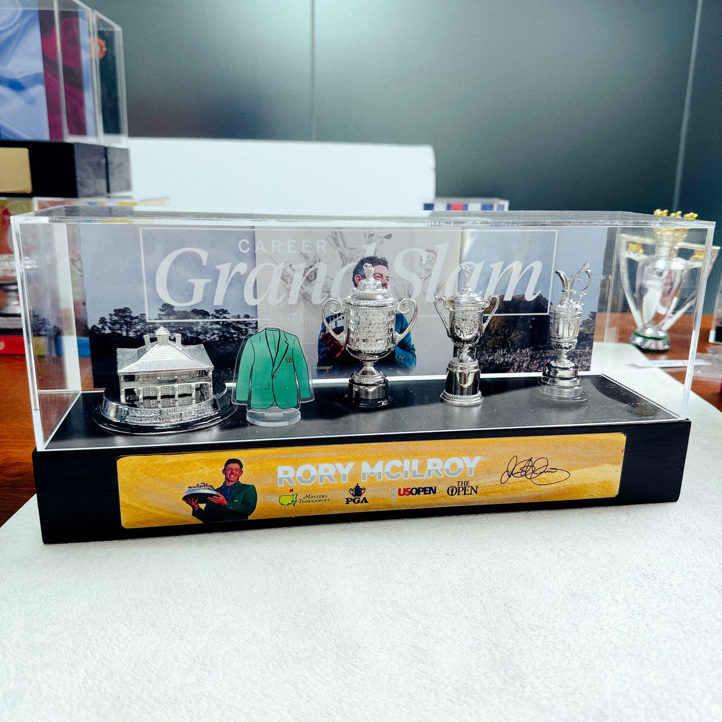Rory McIlroy Golf Grand Slam Trophy  Display Case[Trophies Included]