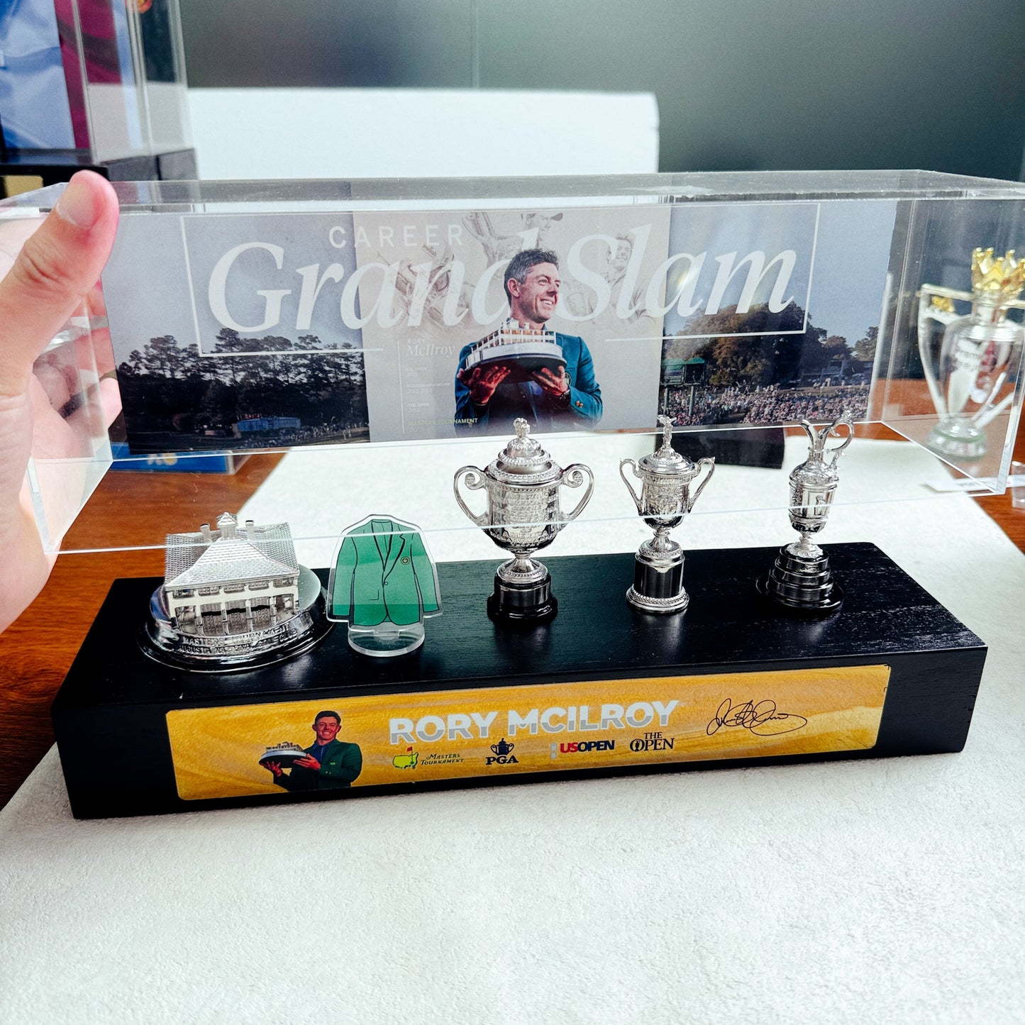 Rory McIlroy Golf Grand Slam Trophy  Display Case[Trophies Included]