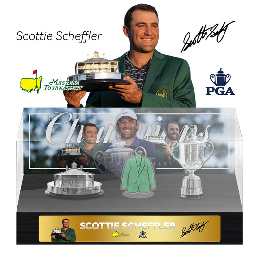 Scottie Scheffler Golf Grand Slam Trophy  Display Case[Trophies Included]