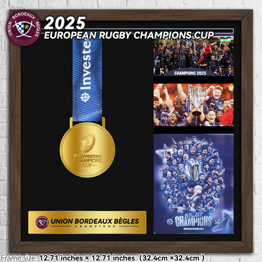 2025 Union Bordeaux Bègles European Rugby Champions  Medals Frame