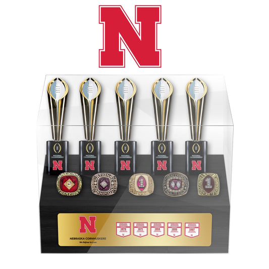 Nebraska Cornhuskers College NCAA Football Championship Trophy And Ring Display Case