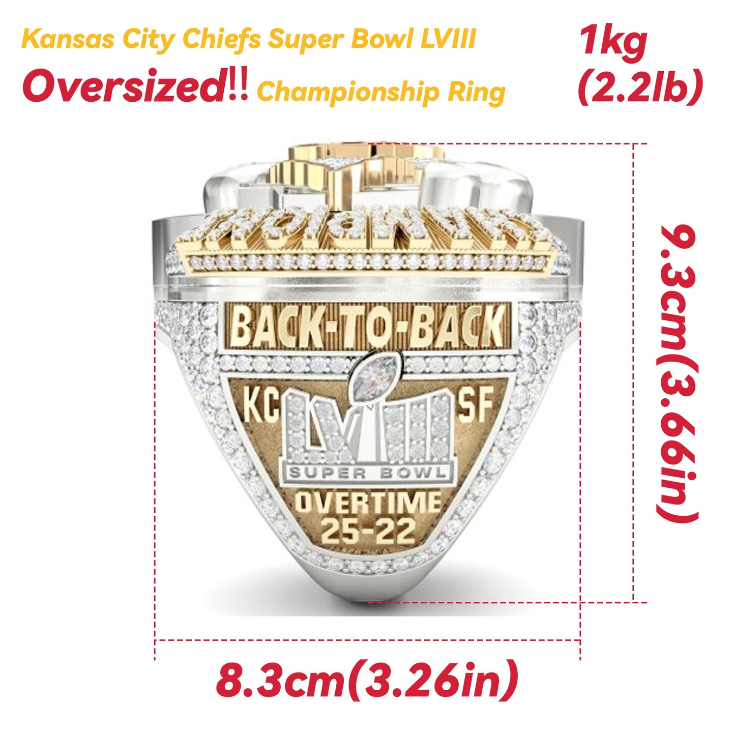 [Oversized!]Kansas City Chiefs Super BowI LVllI Championship Ring