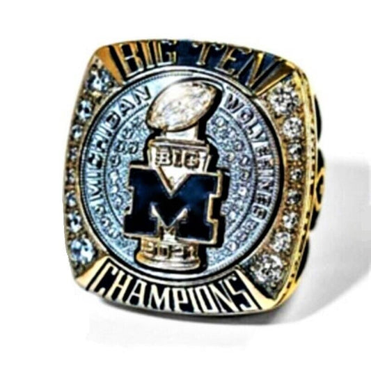 2021 Michigan Wolverines Football Big Ten National Team Ring Wooden Fan Gift NFL College Rings