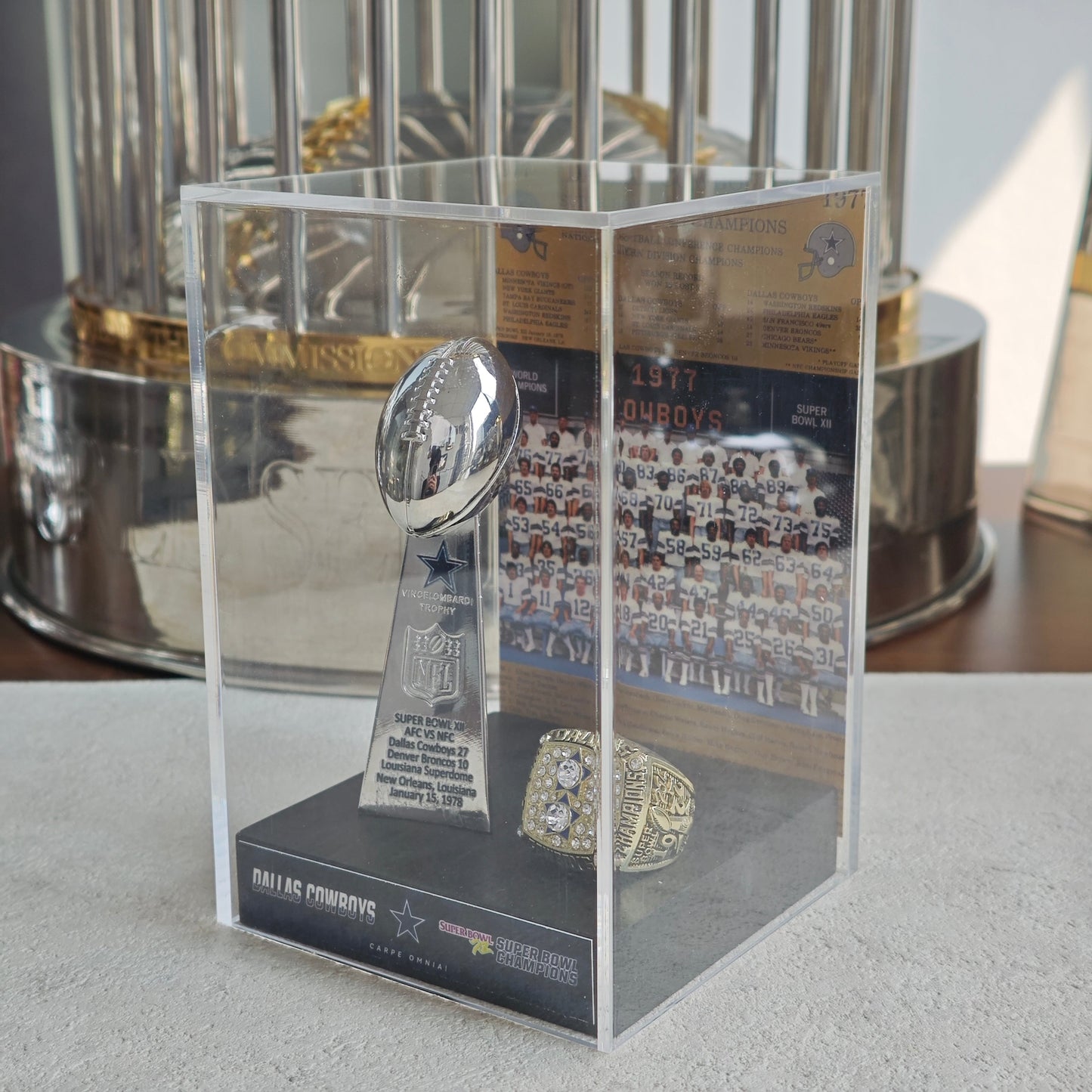 1978 Dallas Cowboys Super Bowl XII Championship Trophy Display Case
